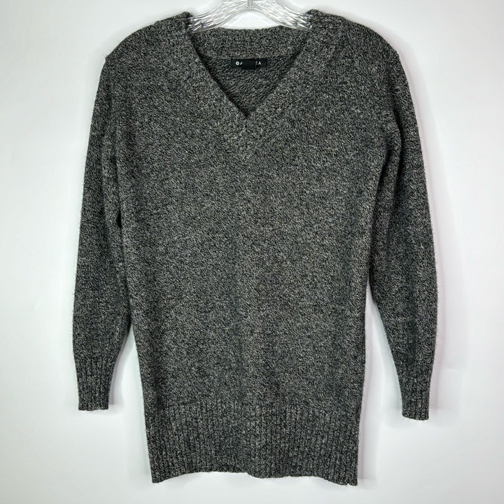 Athleta Vital Vneck Grey Wool Cashmere Sweater XXS